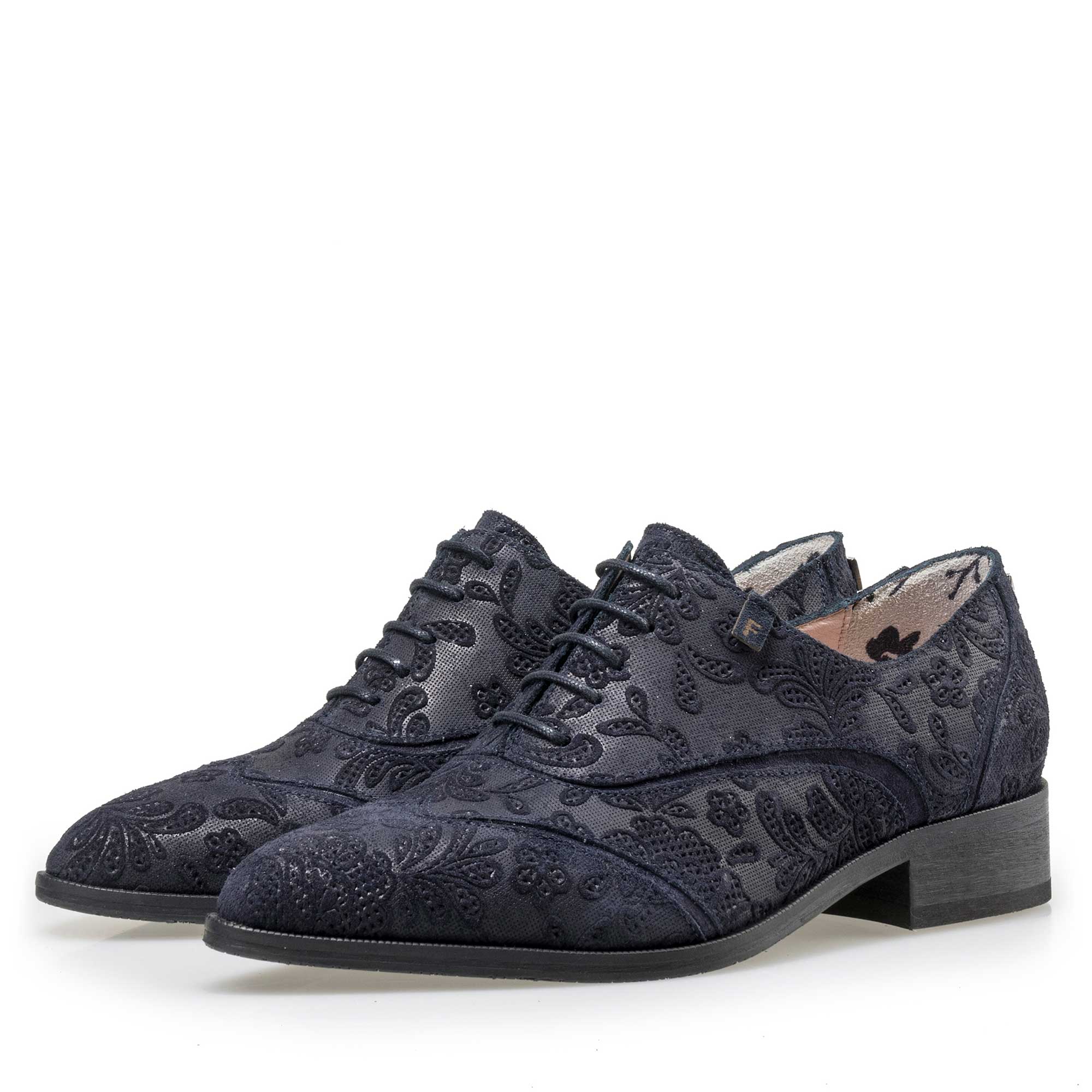 85184/01 - Floris van Bommel blauer Damen Wildleder Schnürschuh 85184/01 - Floris van Bommel blauer Damen Wildleder Schnürschuh