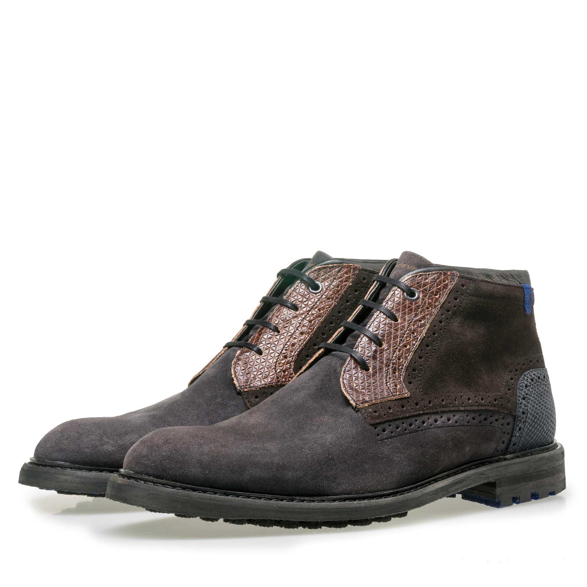 10978/05 - Floris van Bommel dunkelgrauer Herren Wildleder Schnürstiefel 10978/05 - Floris van Bommel dunkelgrauer Herren Wildleder Schnürstiefel