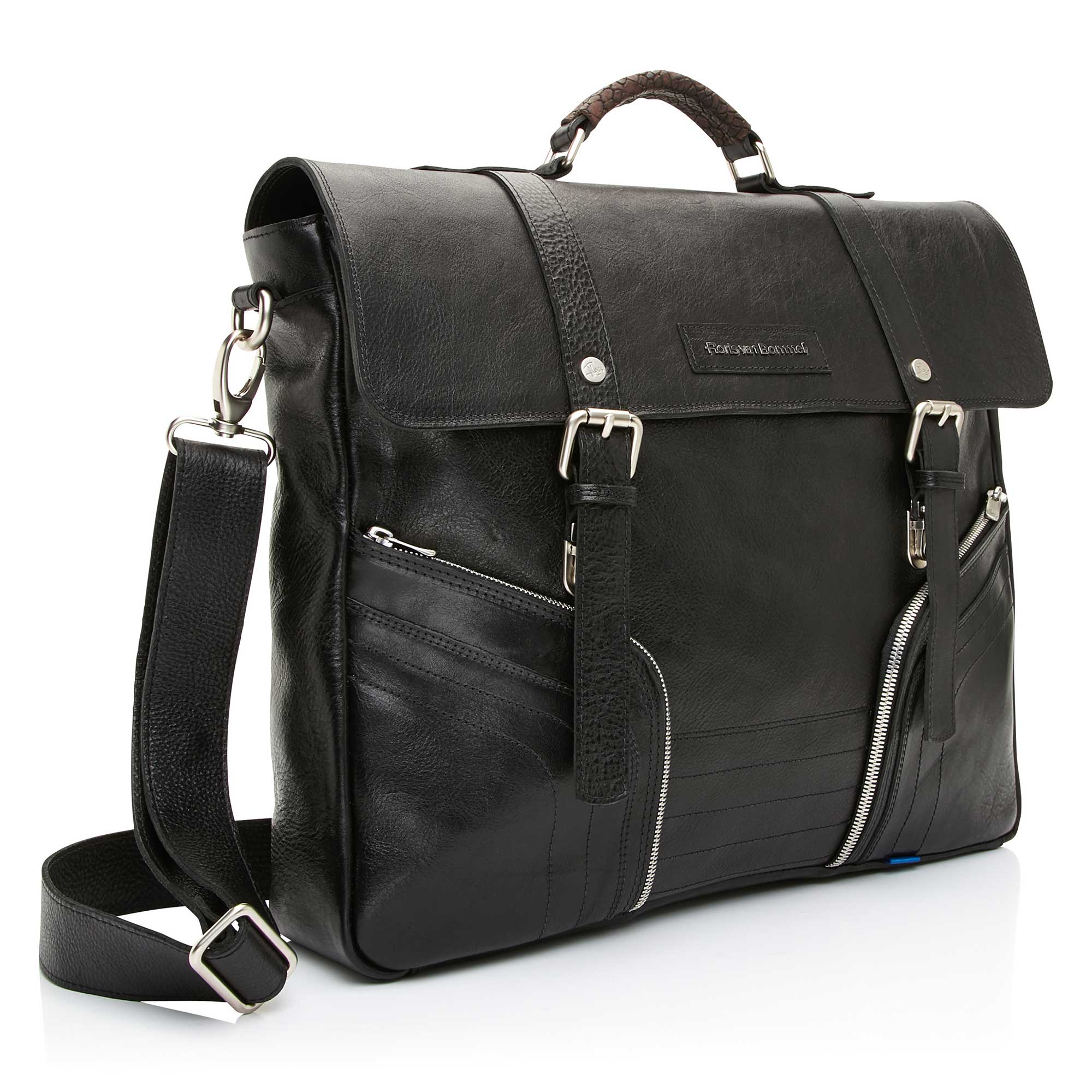 54000/00 - Floris van Bommel Schwarze Leder Business-Tasche 54000/00 - Floris van Bommel Schwarze Leder Business-Tasche