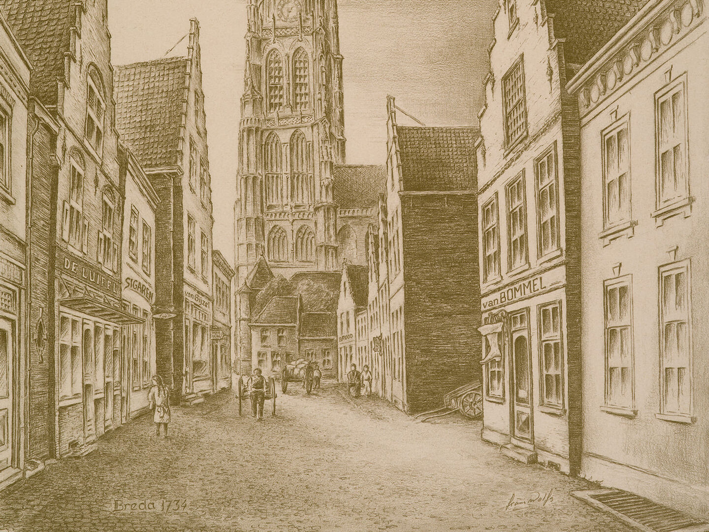 The first shoemaking workshop of Adriaen and Christiaen van Bommel on Ginnekenstraat in Breda.