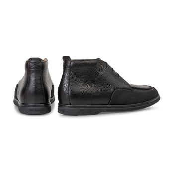 Lace boot printed leather black