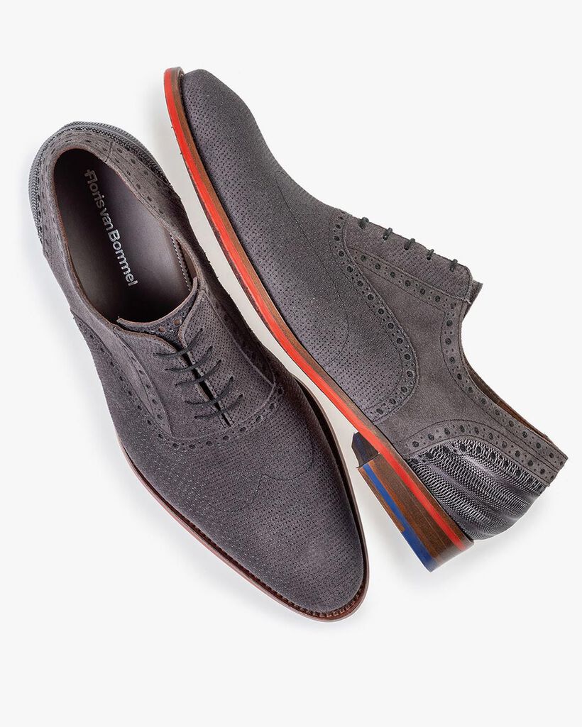 Lace shoe dark grey with print