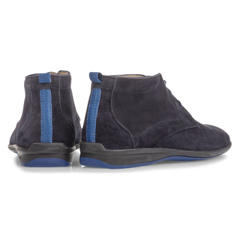 Dark blue suede leather lace boot