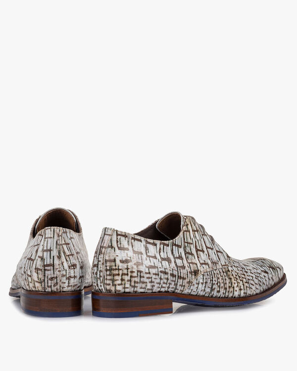 Schn&uuml;rschuh mit Print cremewei&szlig;