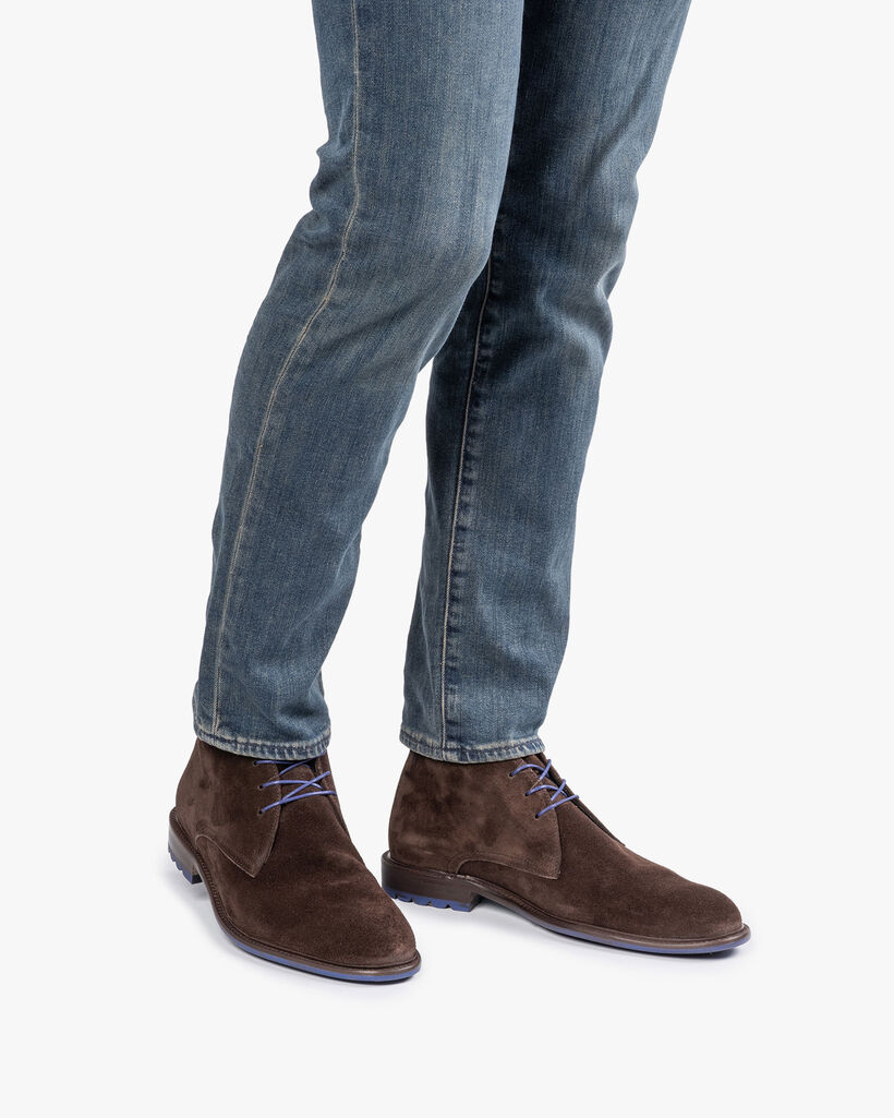 Schn&uuml;rstiefel Wildleder dunkelbraun