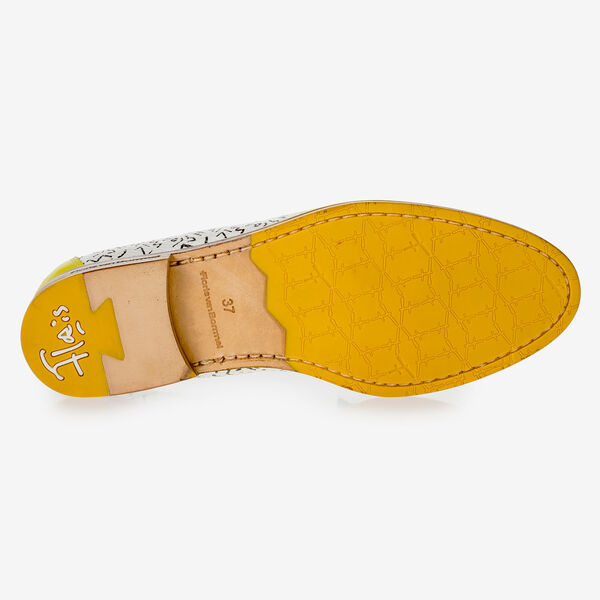 White loafer with black print