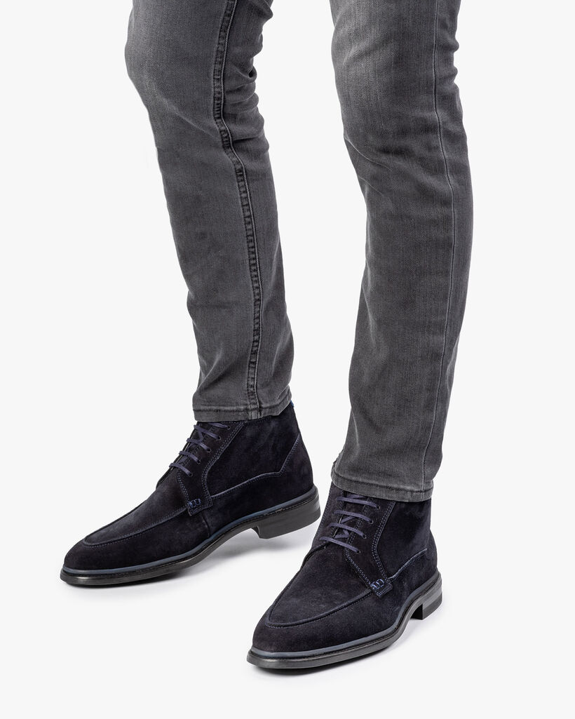 Schn&uuml;rstiefel blau Wildleder