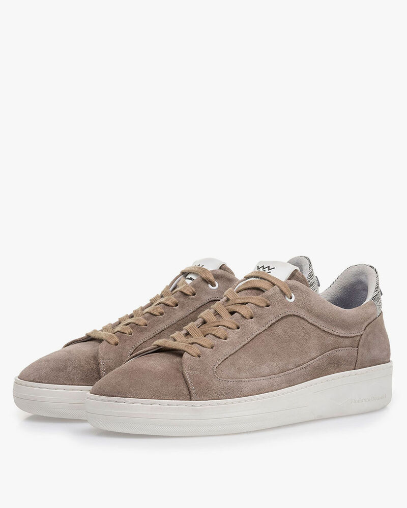 Taupe-coloured suede leather sneaker