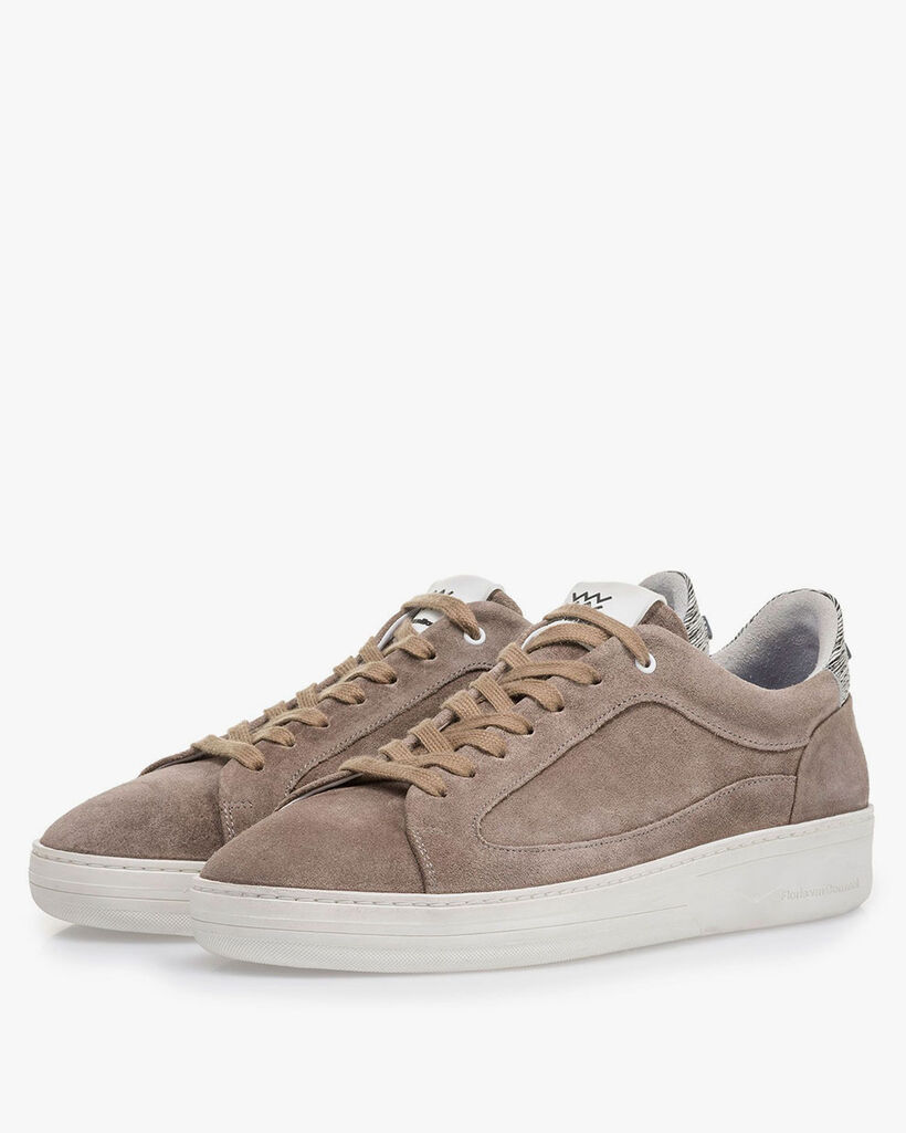 Taupe-coloured suede leather sneaker
