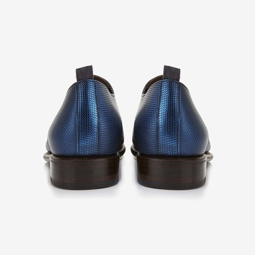 Floris van Bommel metallic blue leather men's lace-up shoe
