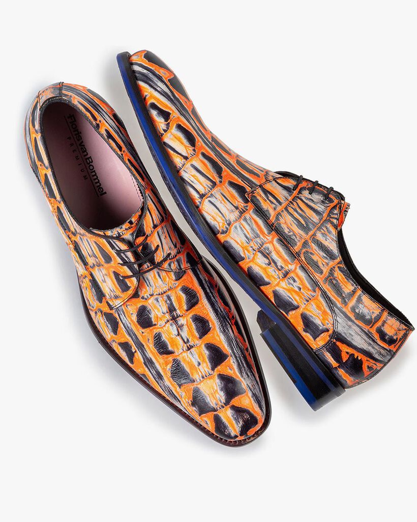 Lace shoe orange croco print