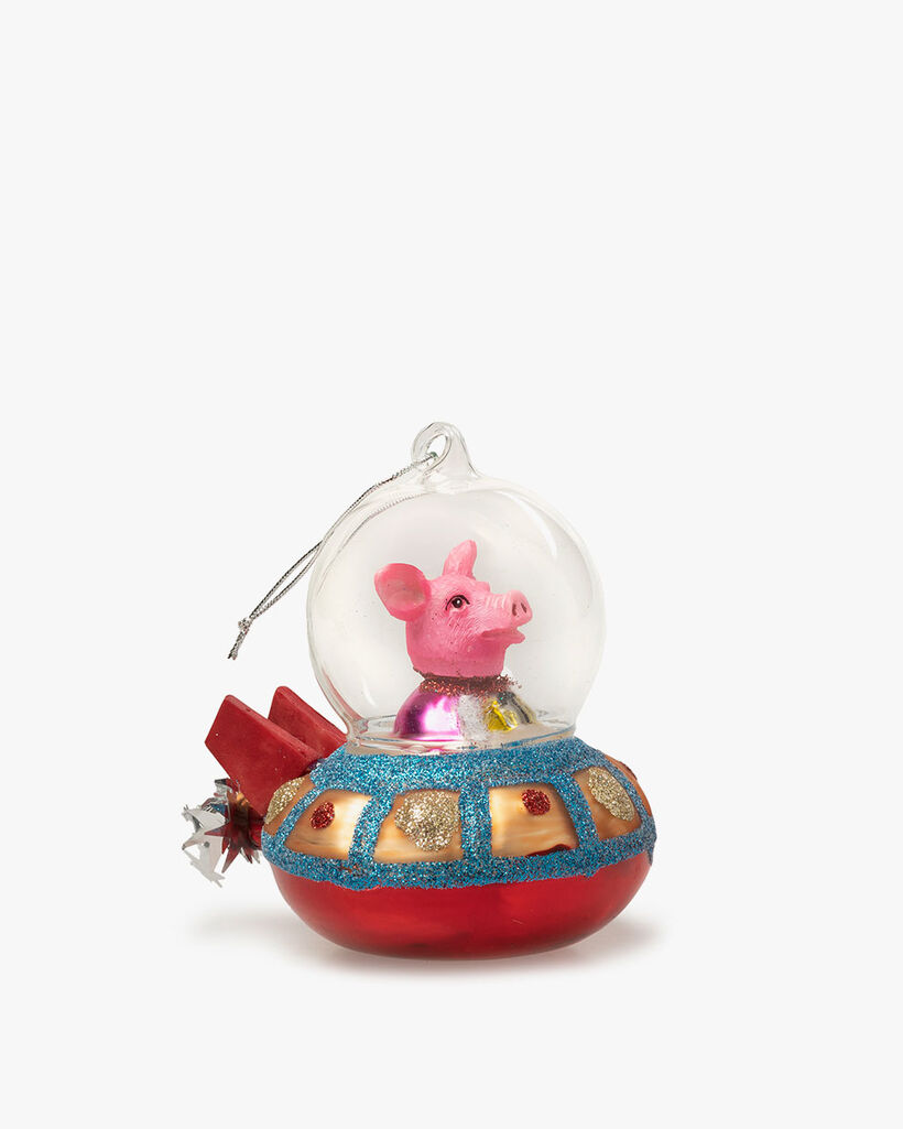 Geschenkbox mit Weihnachtsanhänger 'Pig in Ufo'