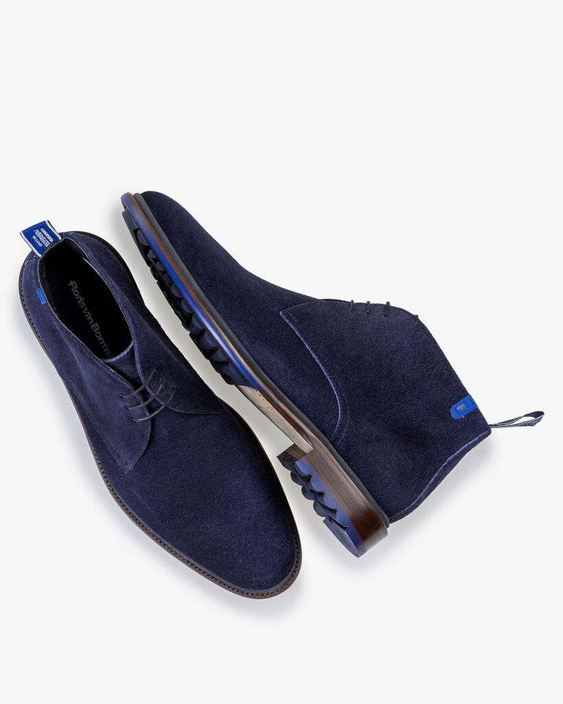 Schn&uuml;rstiefel Wildleder dunkelblau