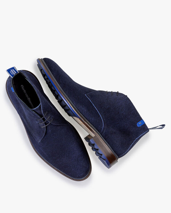 Schn&uuml;rstiefel Wildleder dunkelblau