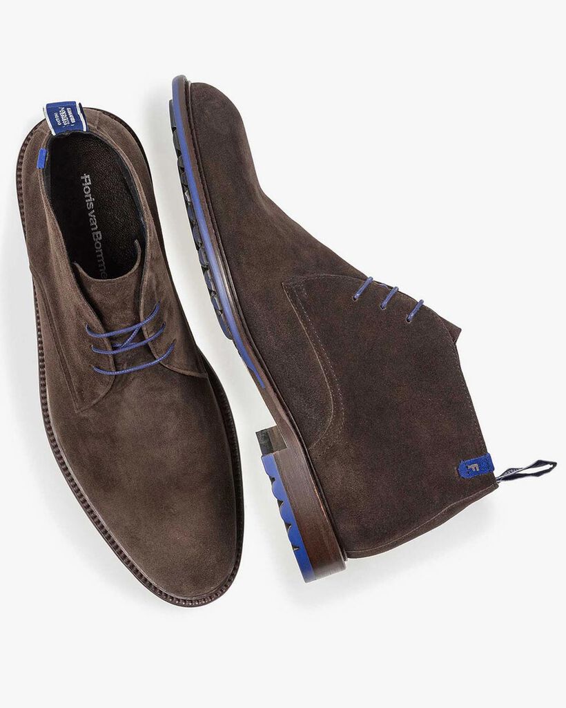 Schn&uuml;rstiefel Wildleder dunkelbraun