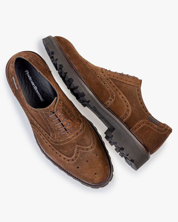 Lace shoe suede cognac