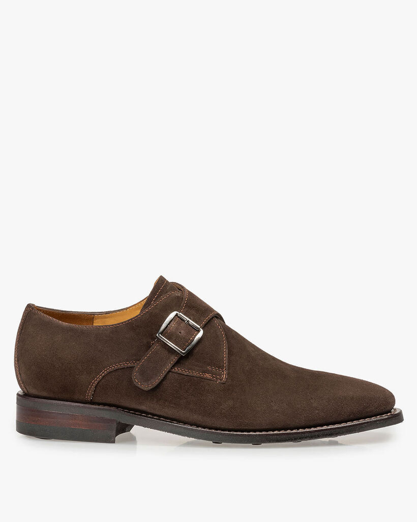 Brown suede leather monk