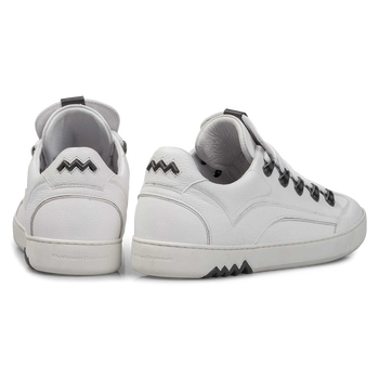 White nubuck leather sneaker with fine texture
