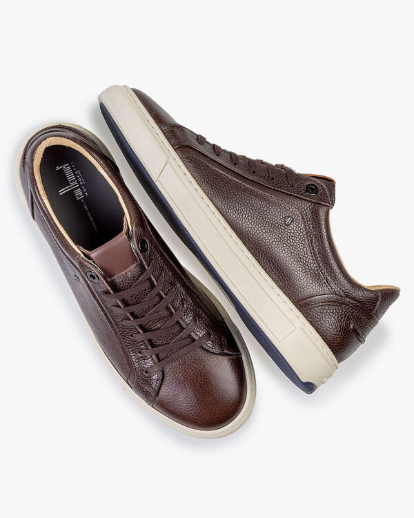 Sneaker printed leather brown