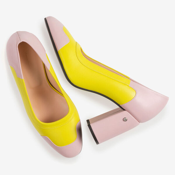 Gelb-pinke Nappaleder-Pumps