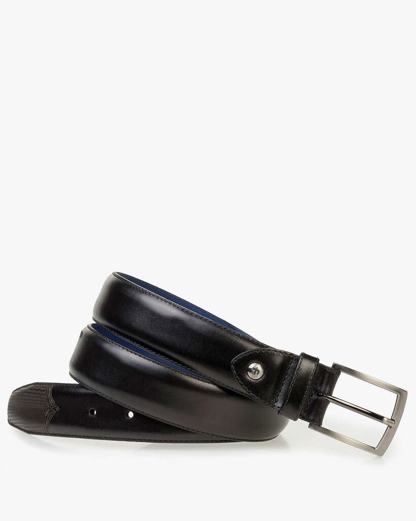 Black calf suede leather belt