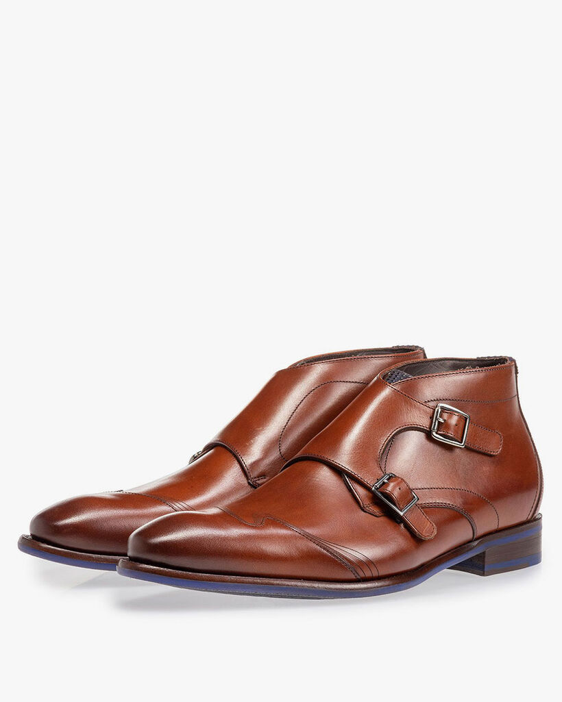 Schnallenschuh Kalbsleder cognac