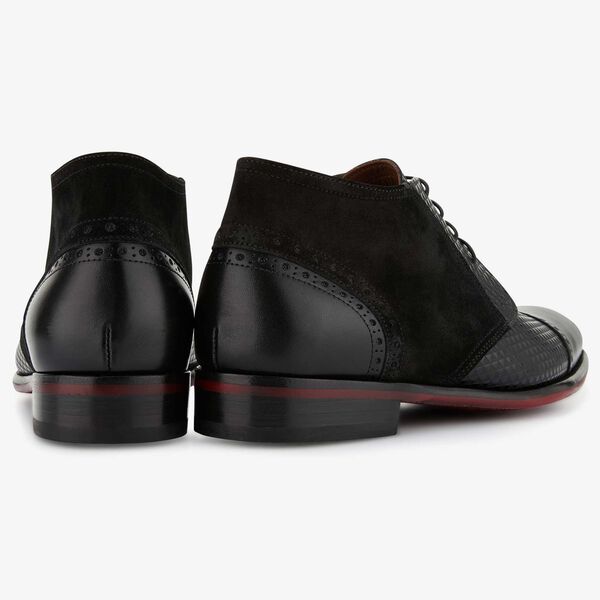 Floris van Bommel schwarze Leder Herren Schnürstiefel