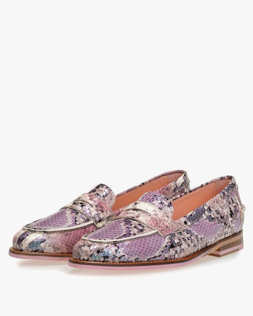 Loafer Leder mit Print pink