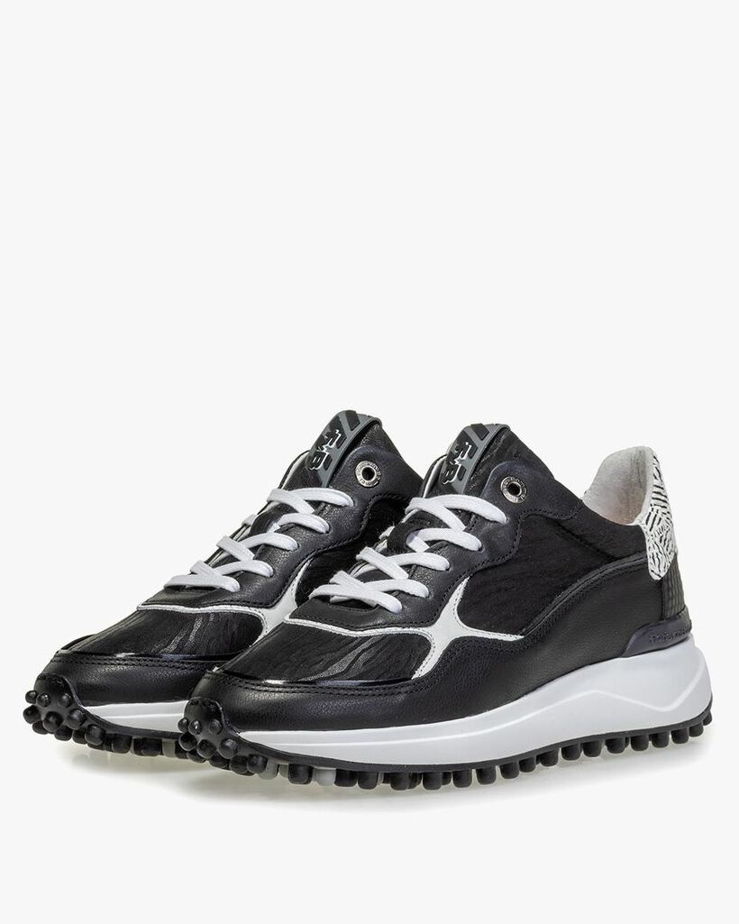 Noppi Leder mit Print schwarz