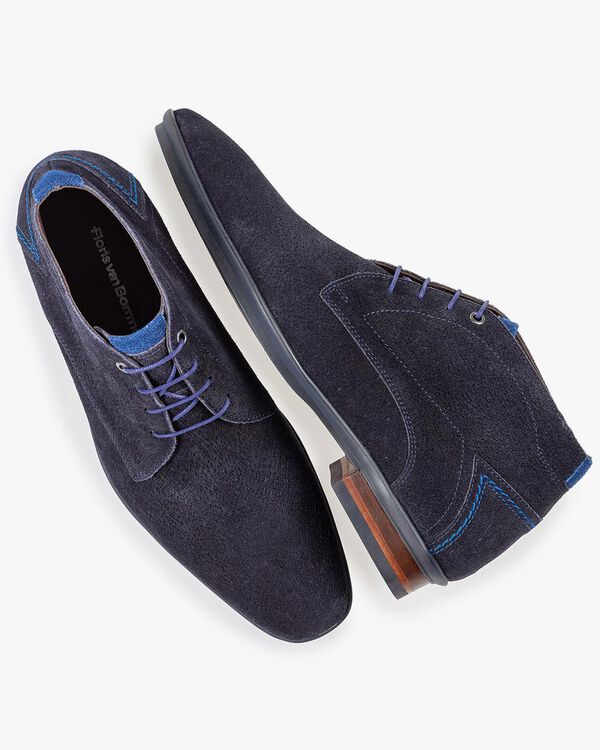 Schn&uuml;rstiefel blau Wildleder