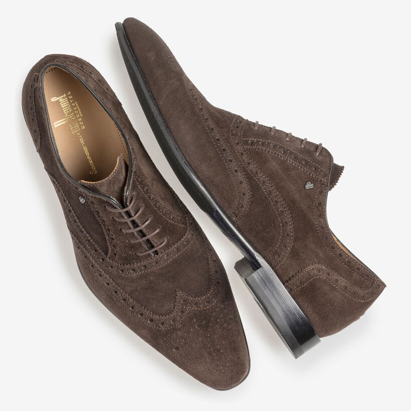 Dark brown suede leather brogue