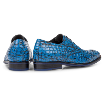 Lace shoe patent leather blue
