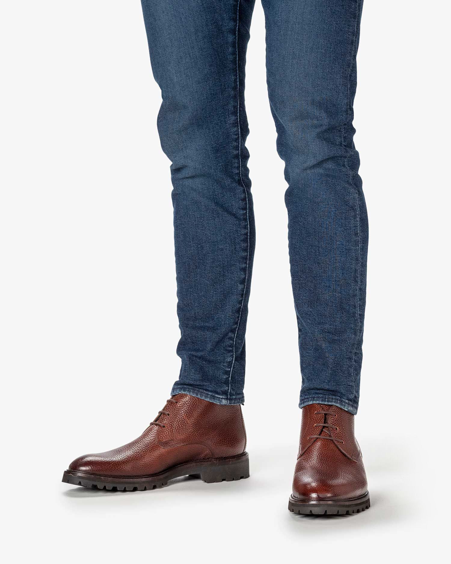 Lace boot printed leather cognac SFM-50082-23-02 | Floris van Bommel®