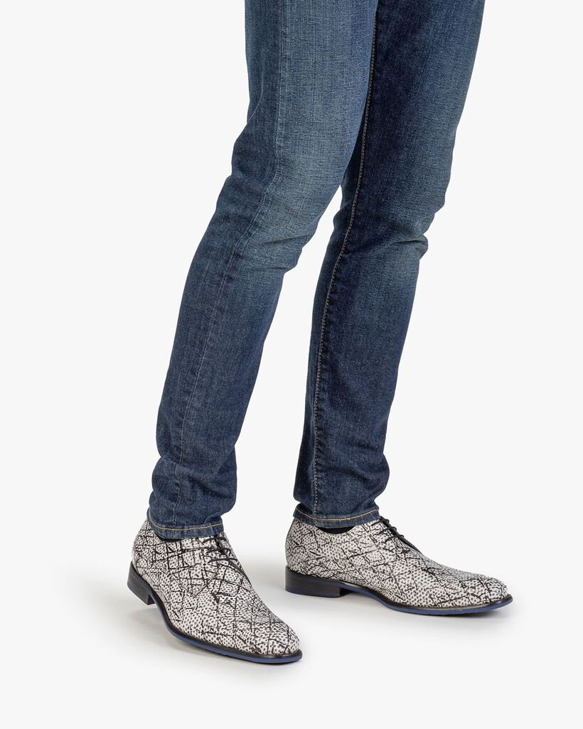 Schn&uuml;rschuh Lederschwarz-wei&szlig;