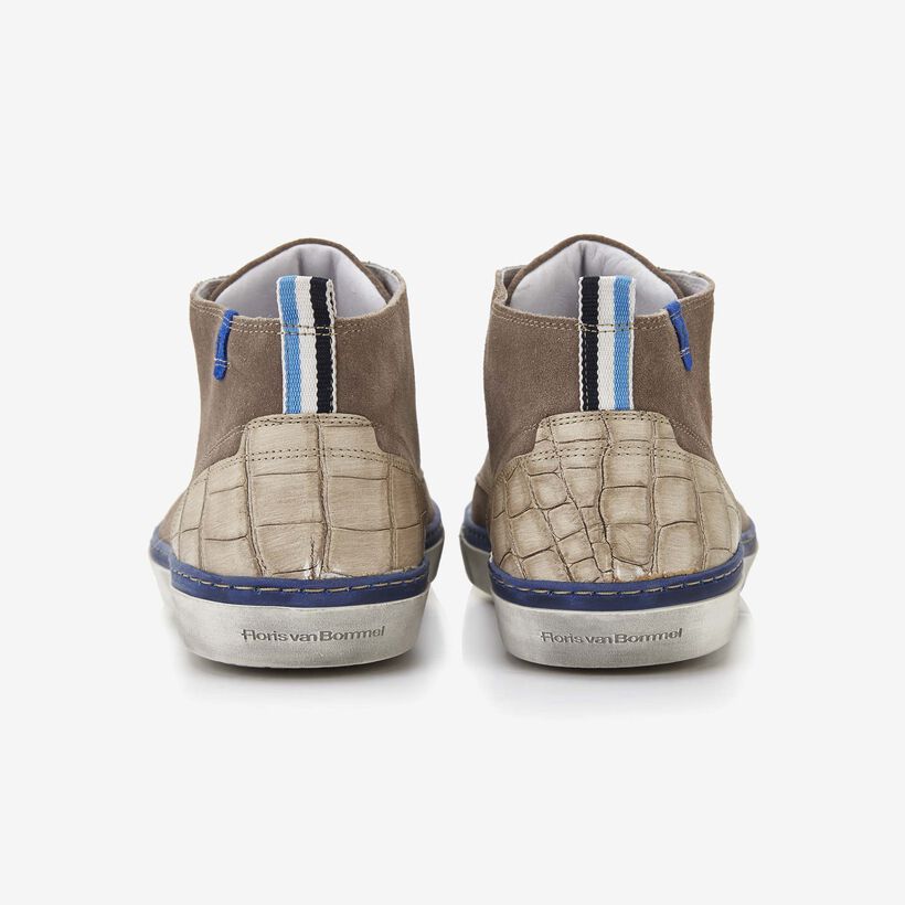 Floris van Bommel taupefarbener Herren-Sneaker aus Veloursleder
