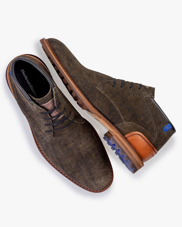 Lace boot suede dark green