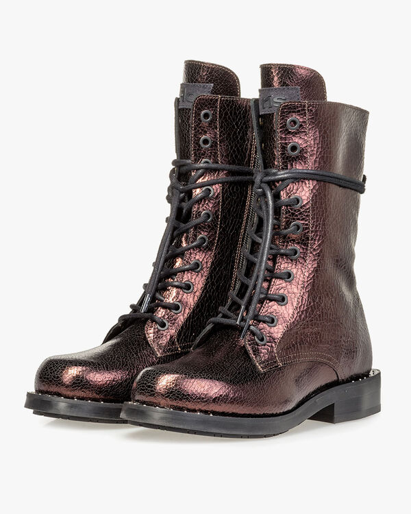 Lace boot leather dark brown