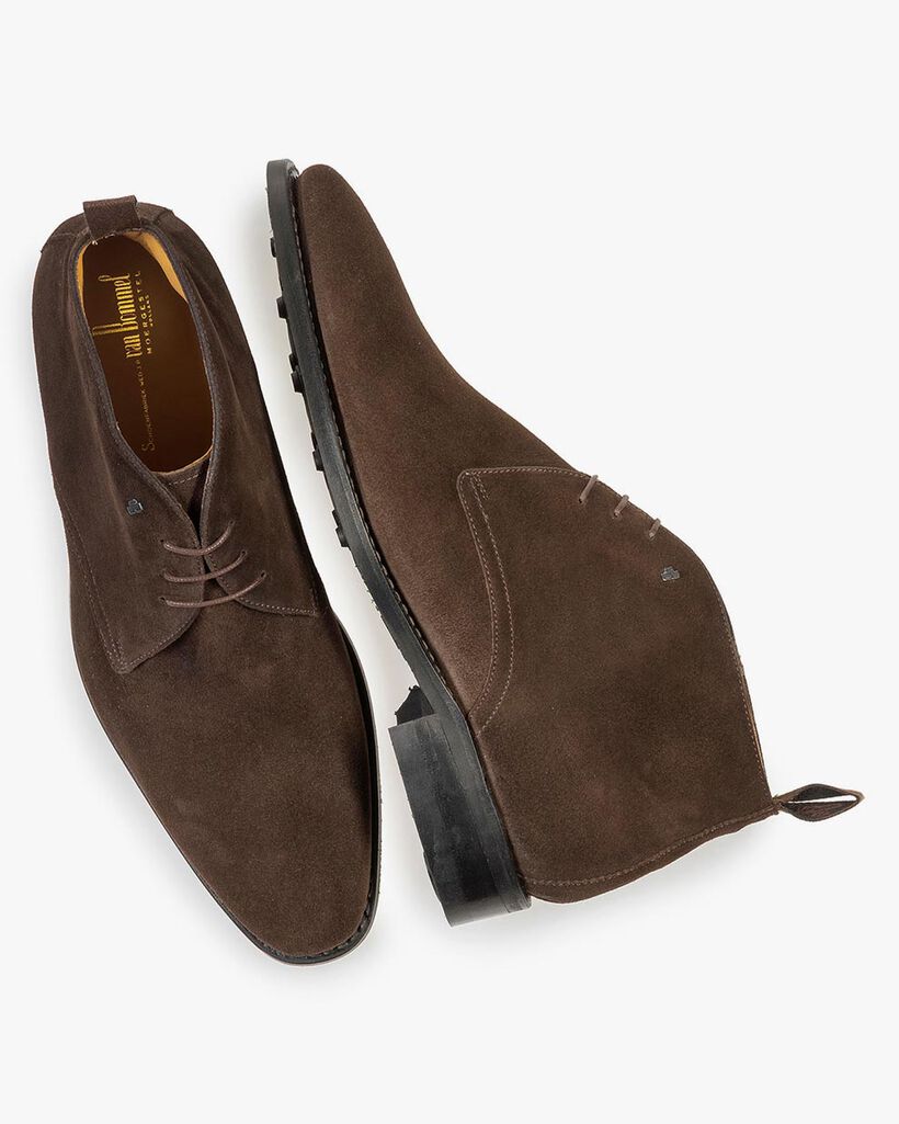 Dunkelbrauner Wildleder Schn&uuml;rstiefel