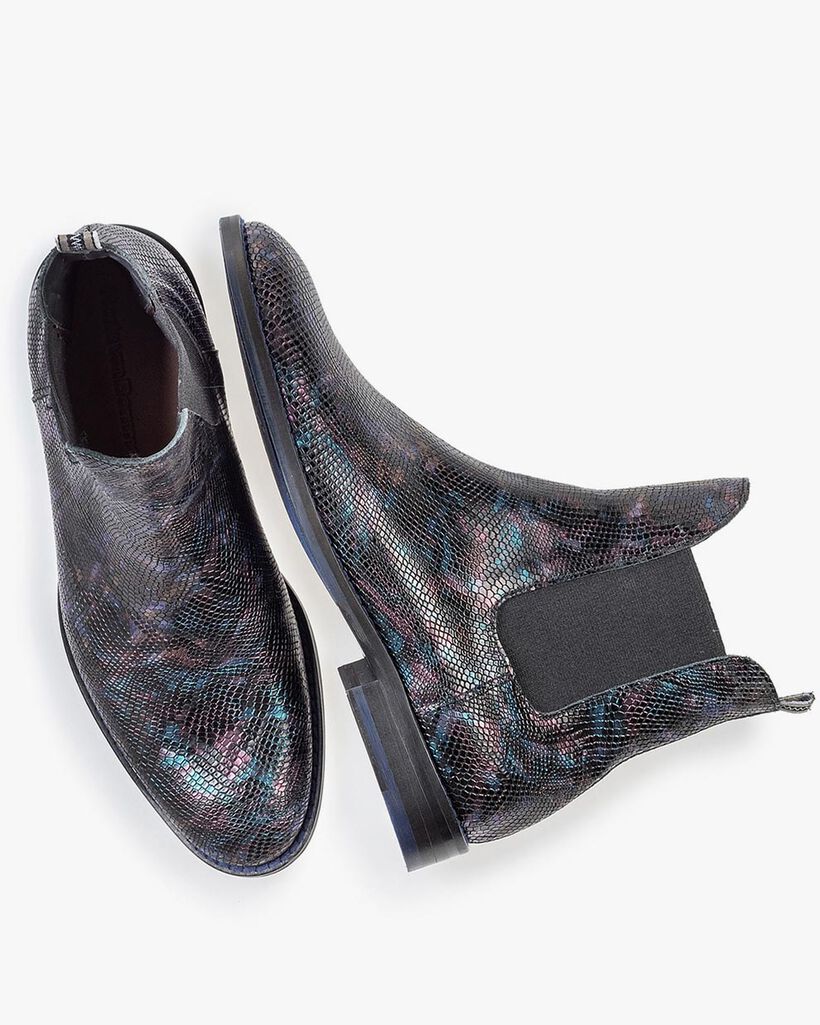 Chelsea Boot Krokoprint blau