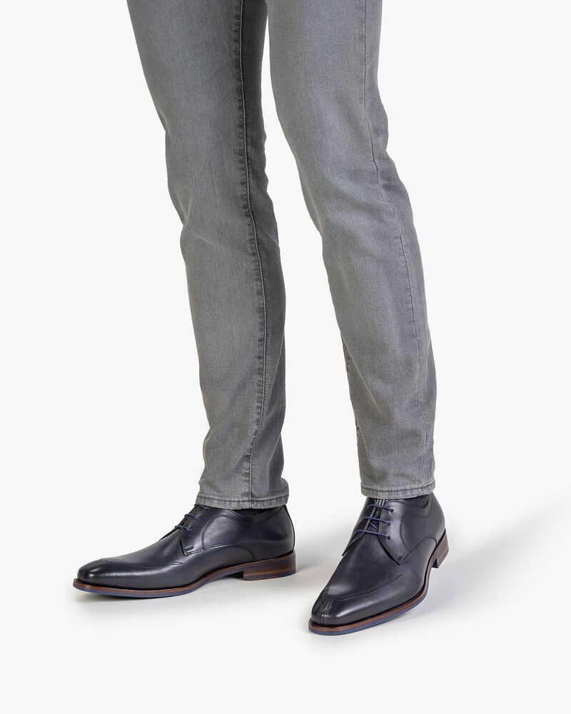 Schn&uuml;rschuh dunkelblau Kalbsleder