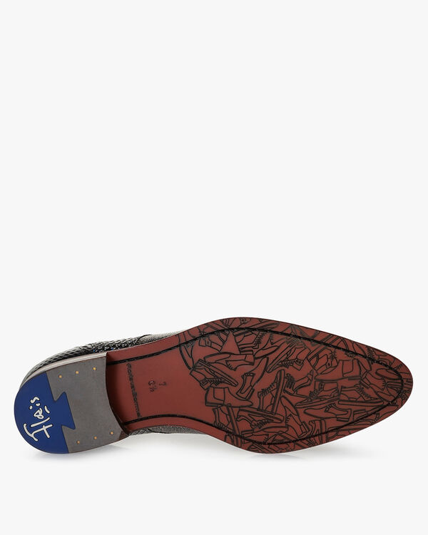 Schn&uuml;rschuh Leder-Print taupe