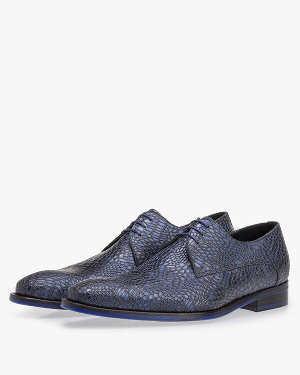 Schn&uuml;rschuh metallic blau