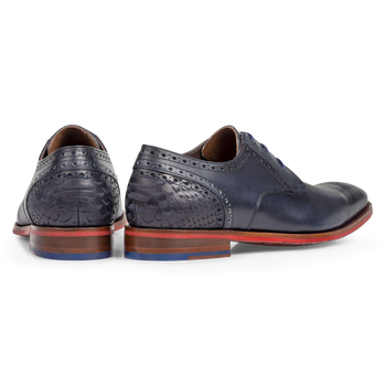 Schn&uuml;rschuh Kalbsleder blau