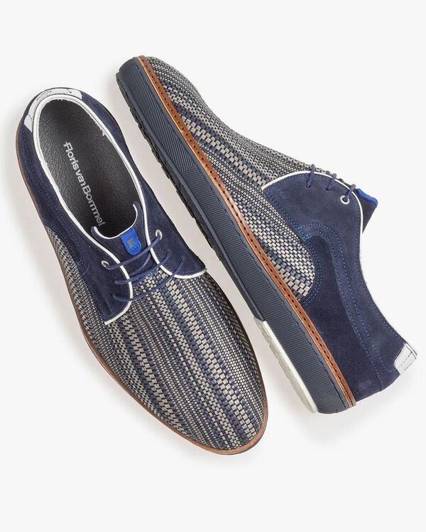 Dunkelblauer Schn&uuml;rschuh mit grauem Print