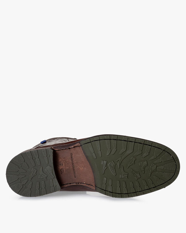 Lambskin lined lace boot cognac