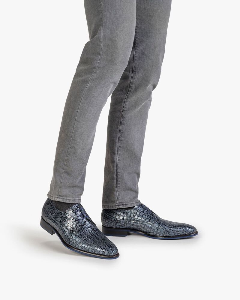 Schn&uuml;rschuh metallic blau