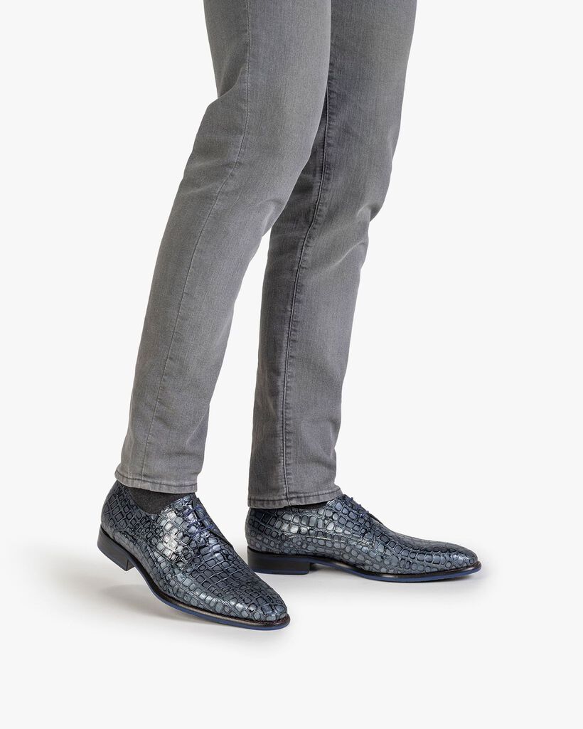 Schn&uuml;rschuh metallic blau