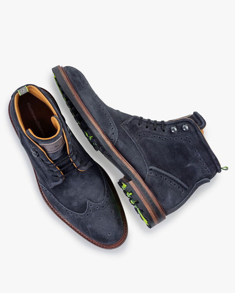 Schn&uuml;rstiefel Wildleder schwarz