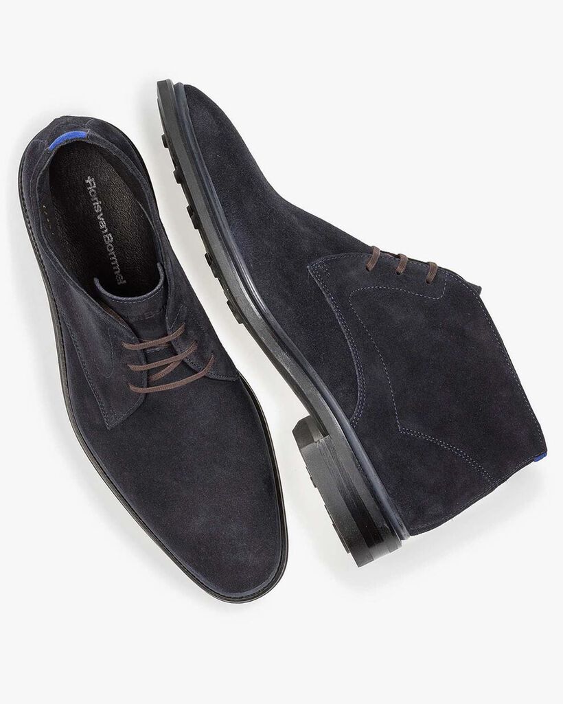 Schn&uuml;rstiefel Wildleder blau