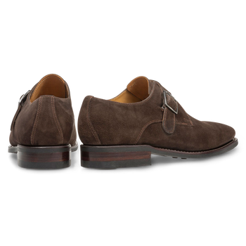 Brown suede leather monk